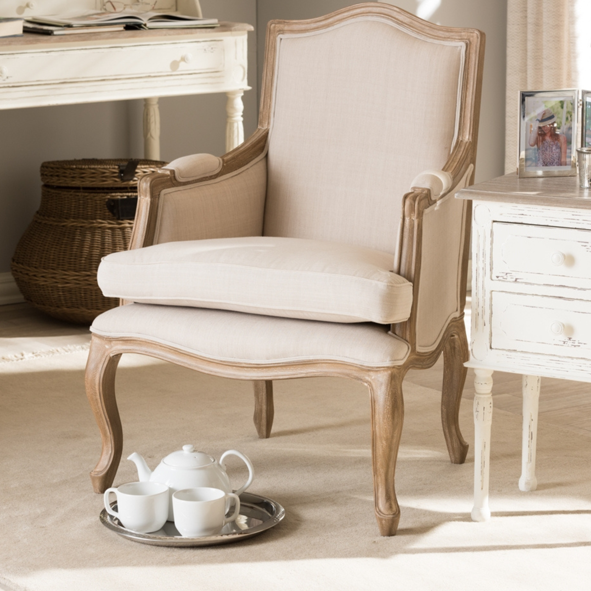 Nivernais Wood Traditional French Accent Chair