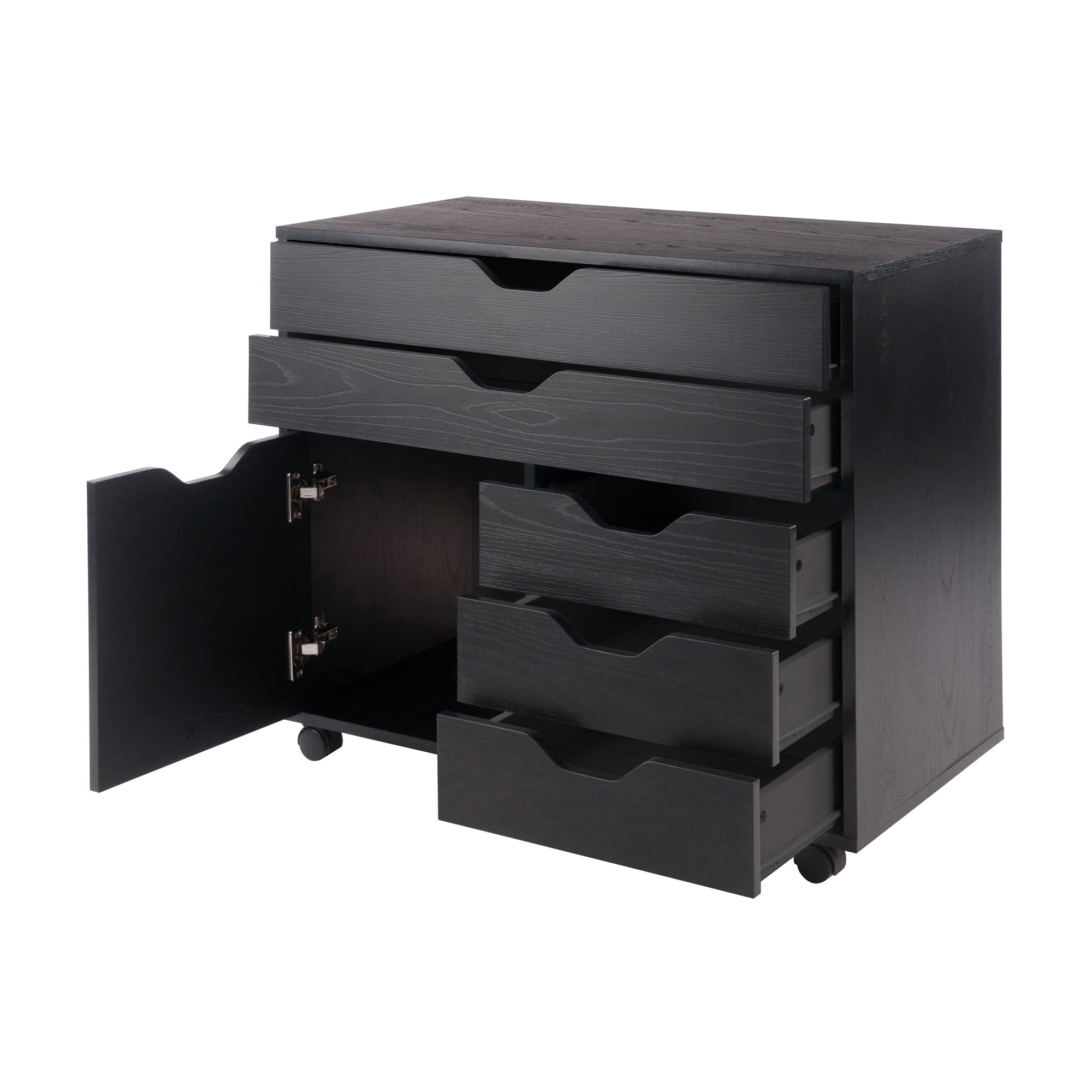 Halifax 3-Section Multi-Storage Mobile Cabinet, Black
