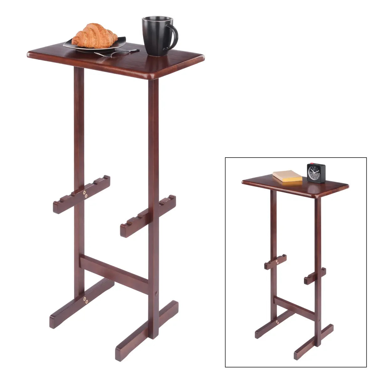 Riley Snack Table Rack, Walnut Finish