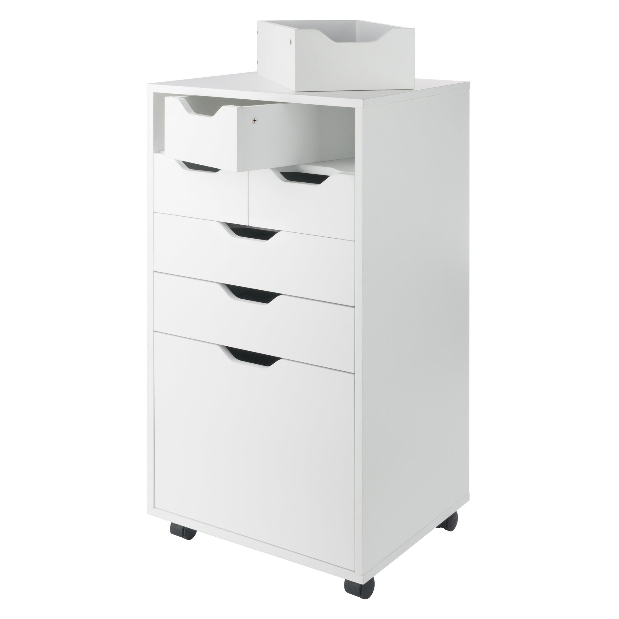 Halifax Bins & Drawers Multi-Storage Tall Mobile Cabinet, White