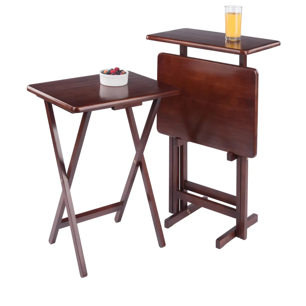 Riley 3-Pc Set Snack Table, Walnut Finish