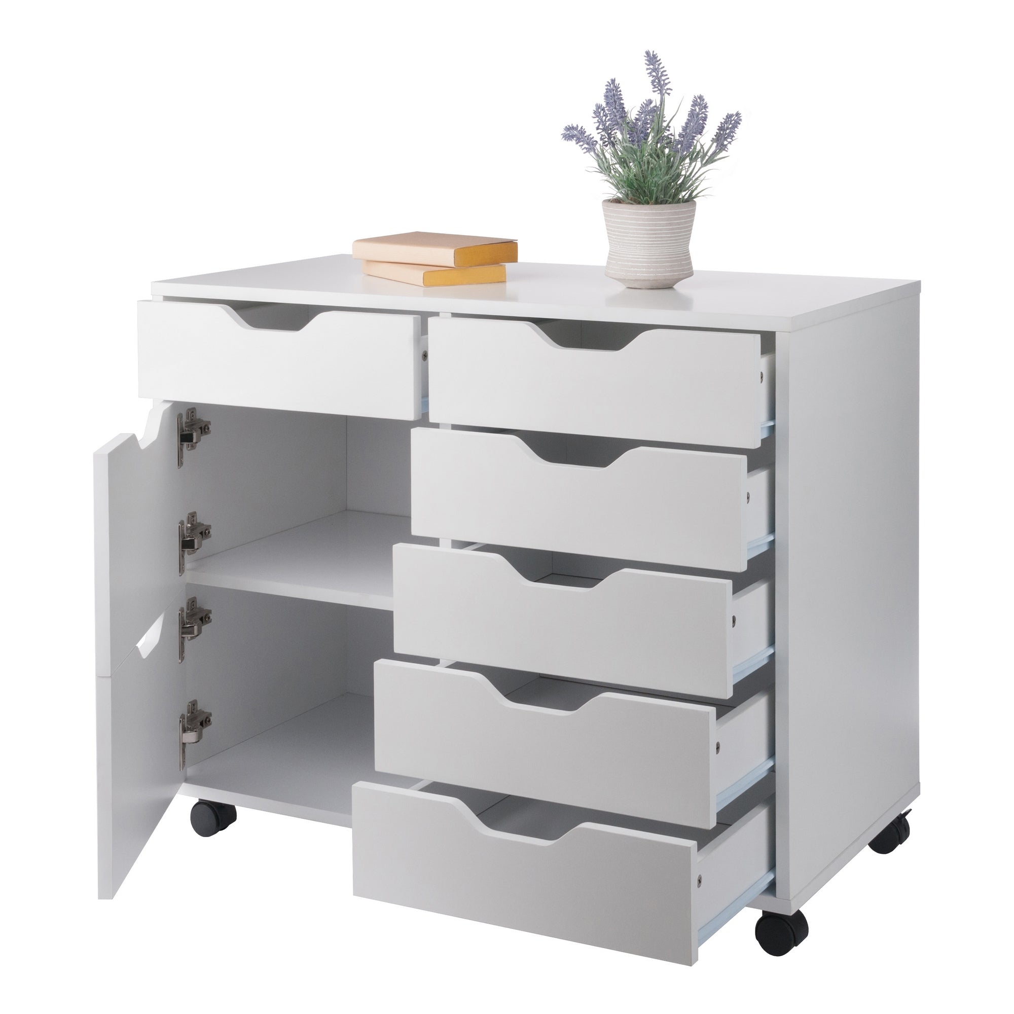 Halifax 6-Drawer Multi-Storage Mobile Cabinet, White