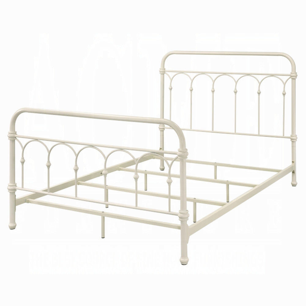 Hamona Citron Full Bed White Wood – Modern Low Profile Platform Frame