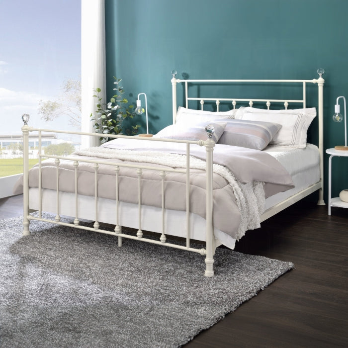 Elaine Comet Full White Bed – Contemporary Wood Bed with Sturdy Build