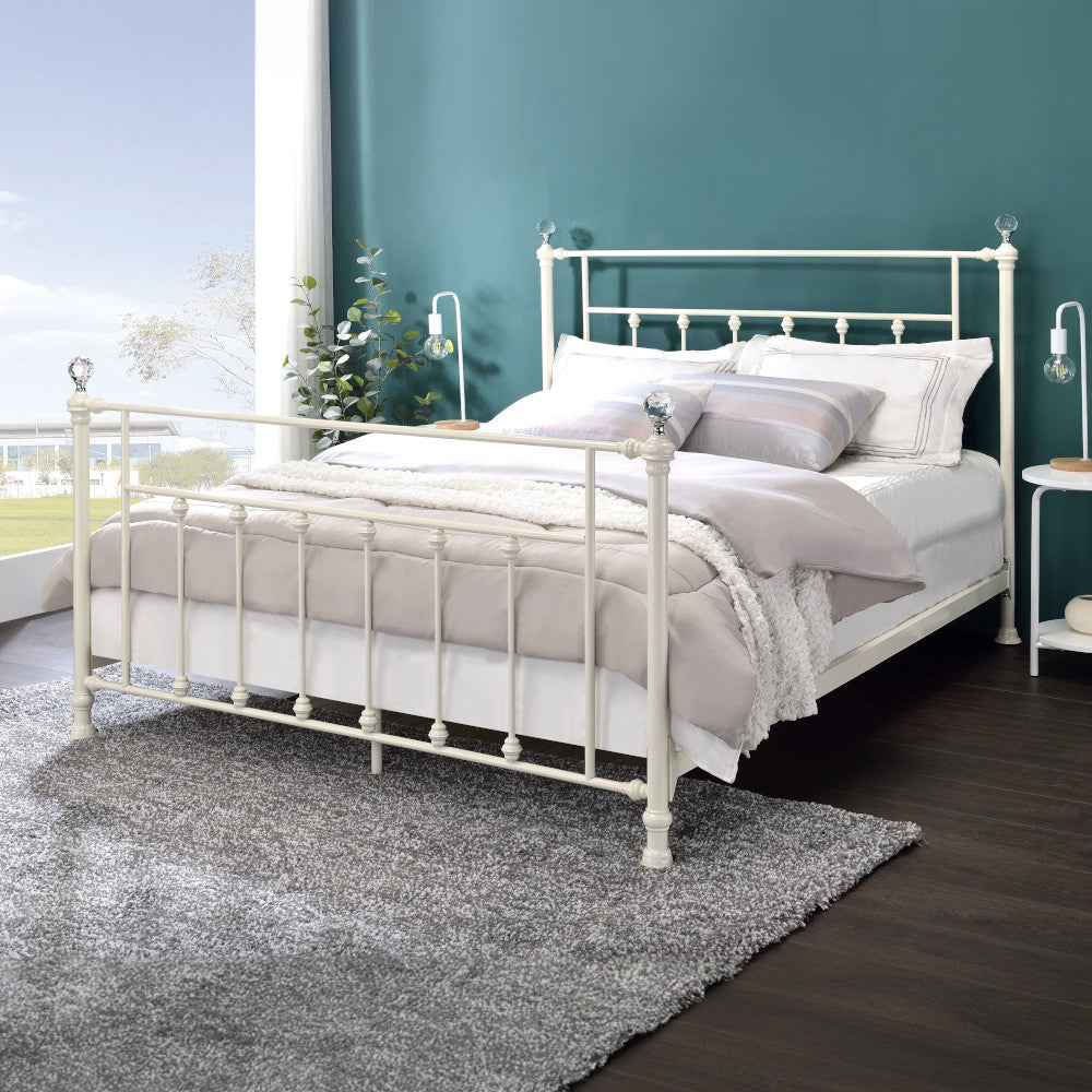 Elaine Comet Full White Bed – Contemporary Wood Bed with Sturdy Build