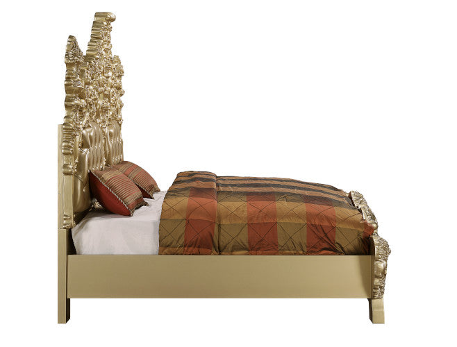 Koda Seville Eastern King Upholstered Bed in Gold – Classic Tufted Headboard