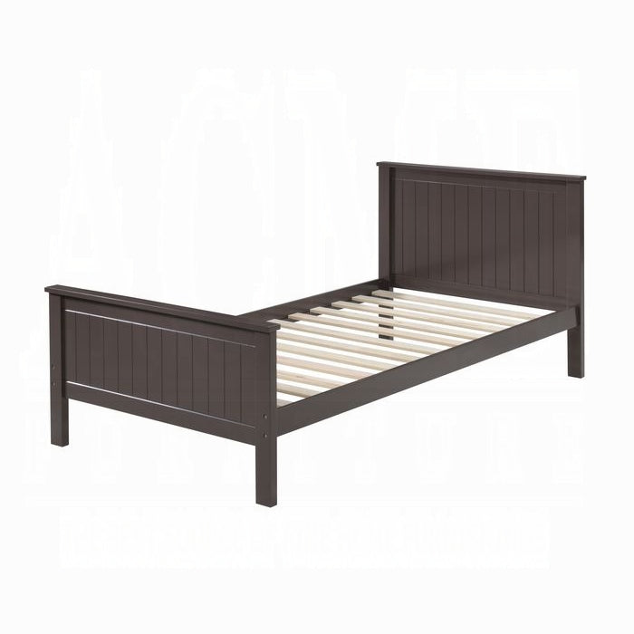 Fremont Bungalow Collection Twin Size Wooden Bed – Chocolate Finish & Slatted Headboarduch