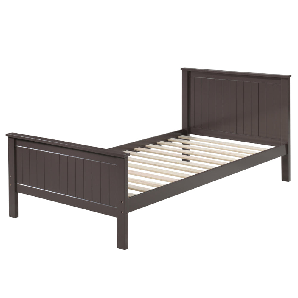 Fremont Bungalow Collection Twin Size Wooden Bed Chocolate Finish & Slatted Headboarduch