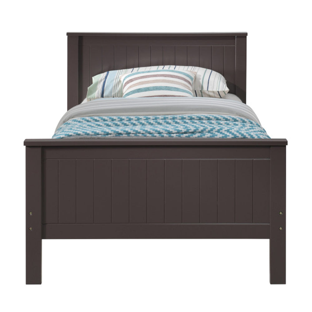 Fremont Bungalow Collection Twin Size Wooden Bed Chocolate Finish & Slatted Headboarduch