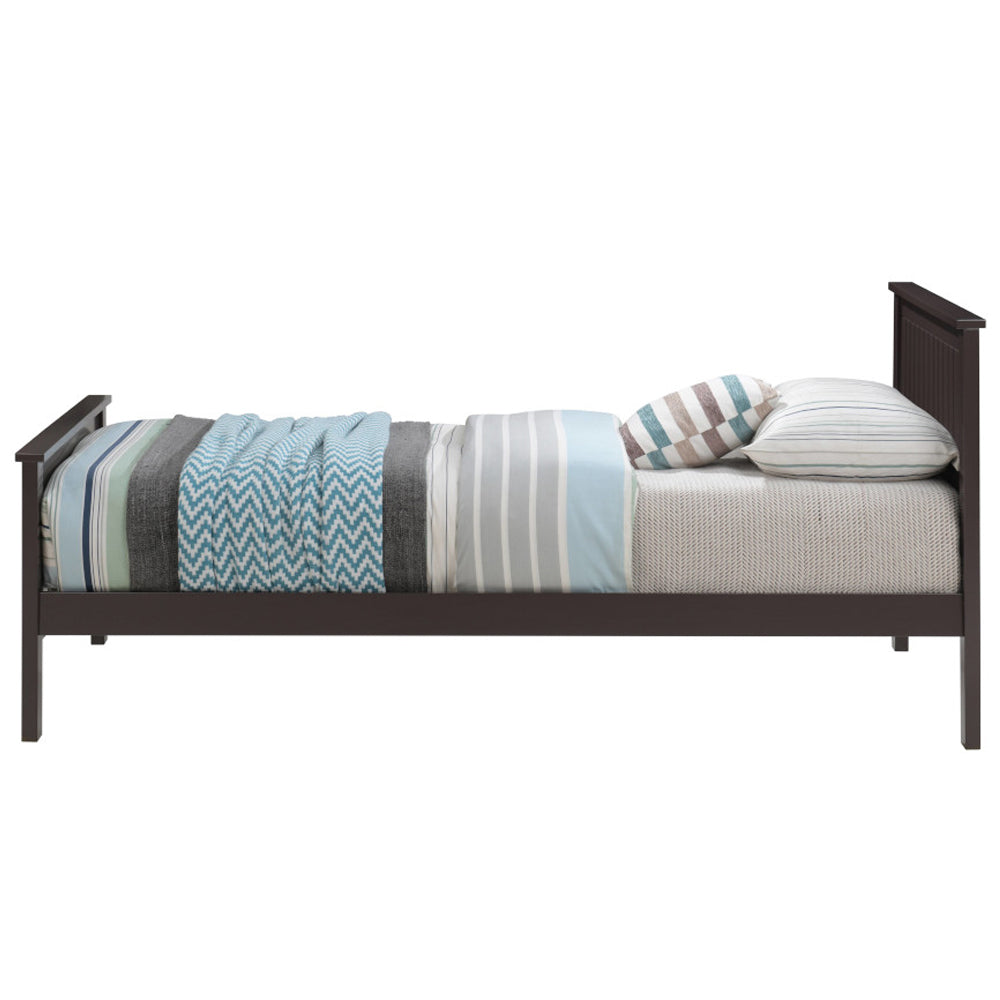 Fremont Bungalow Collection Twin Size Wooden Bed Chocolate Finish & Slatted Headboarduch
