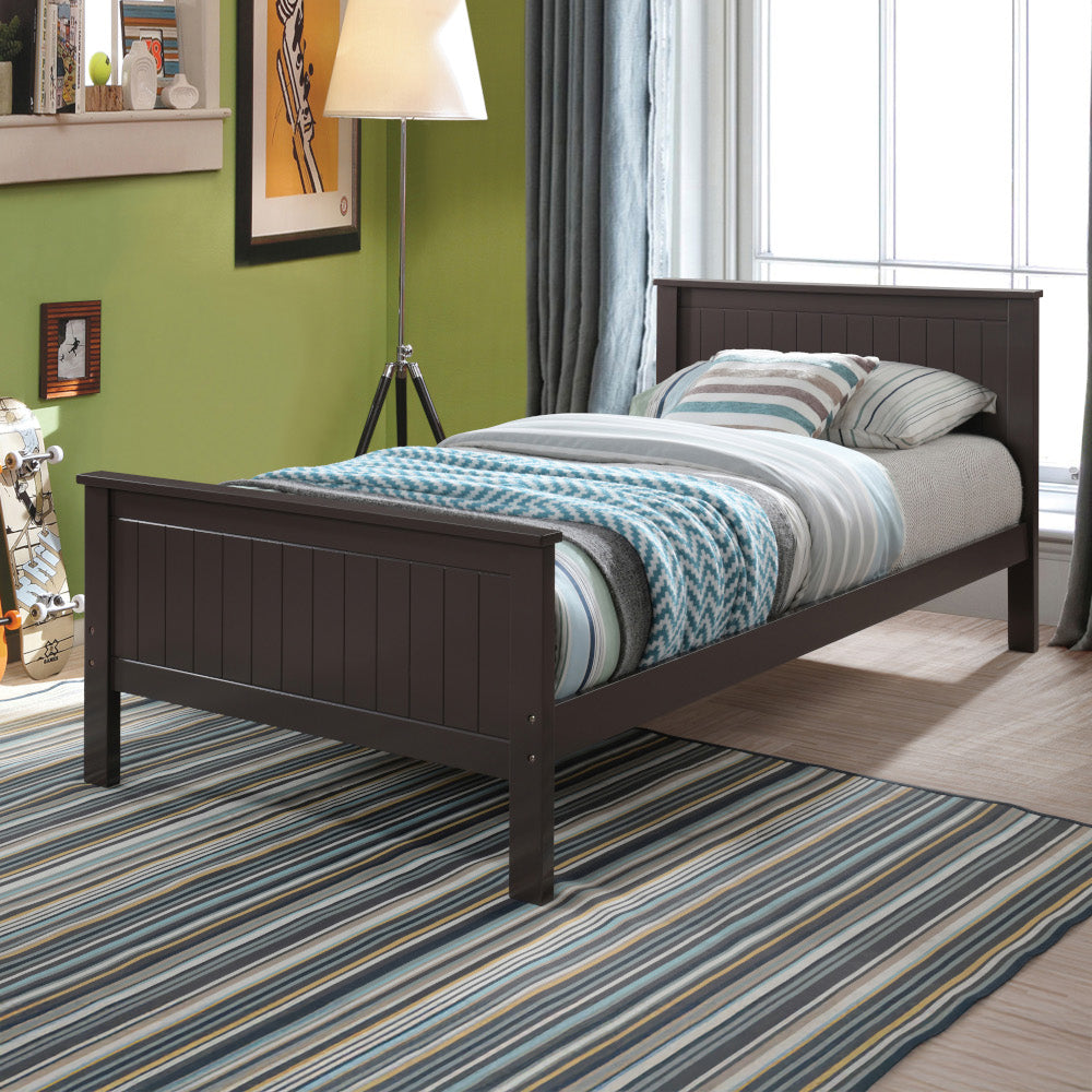 Fremont Bungalow Collection Twin Size Wooden Bed Chocolate Finish & Slatted Headboarduch