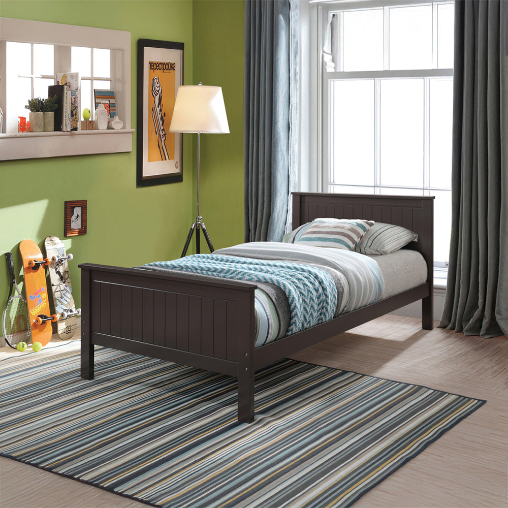 Fremont Bungalow Collection Twin Size Wooden Bed Chocolate Finish & Slatted Headboarduch