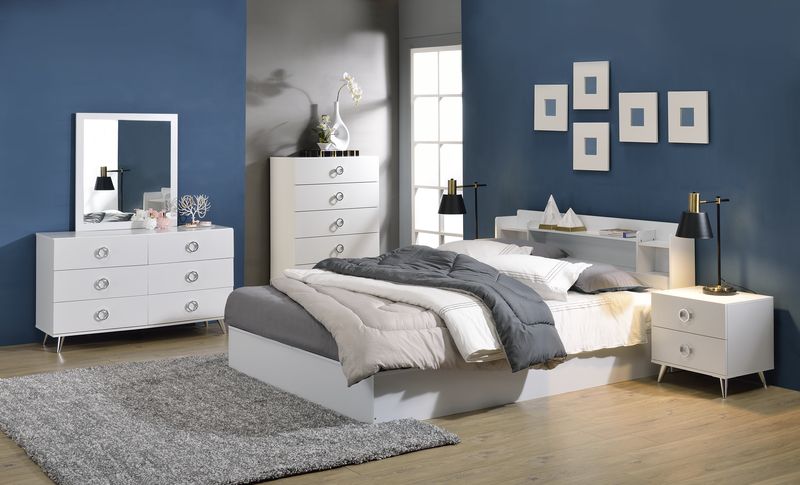 Tahoe Perse Queen Bed in White – Sleek Storage Bed for Modern Bedrooms