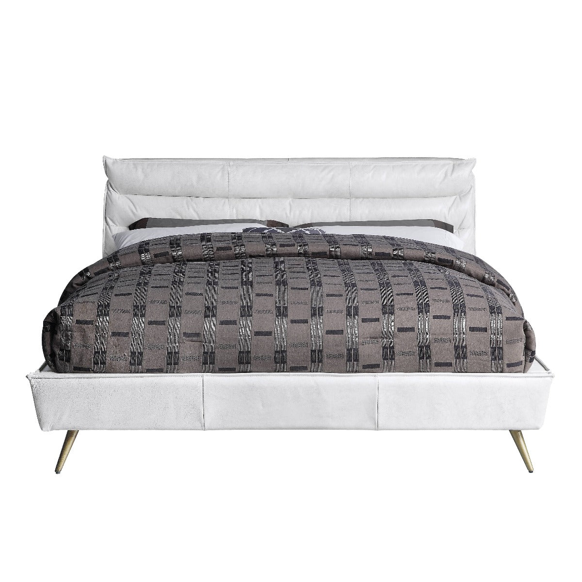 Asus Doris Eastern King Vintage White Leather Bed – Padded