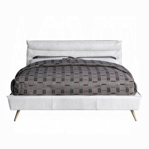 Turner Doris Queen Beige Upholstered Bed – Modern Platform Design with Padded Headboard