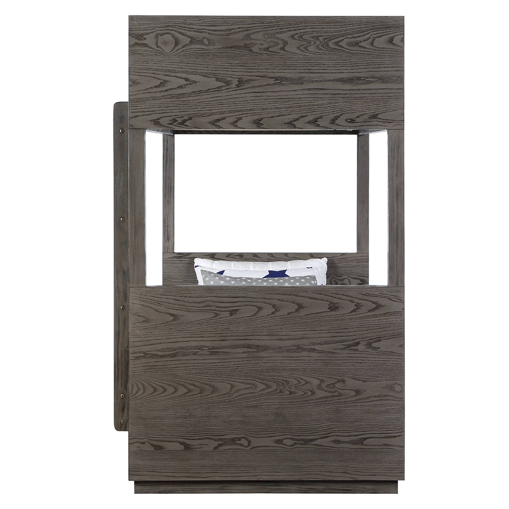 Corinne Estevon Twin/Twin Gray Oak Bunk Bed Space-Saving Storage & Safety Ladder