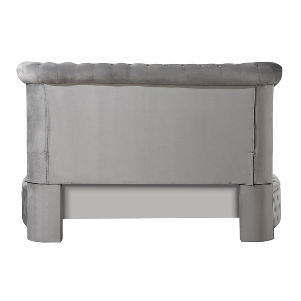 Adele Gaiva Contemporary Queen Gray Velvet Storage Bed – Modern Tufted Platform with Built-In Drawers