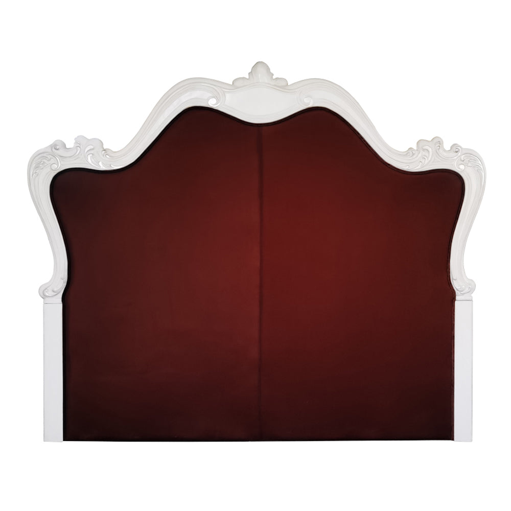 Mistari Versailles II Eastern King Antique Platinum Wooden Bed – Baroque Style with Upholstered Headboard