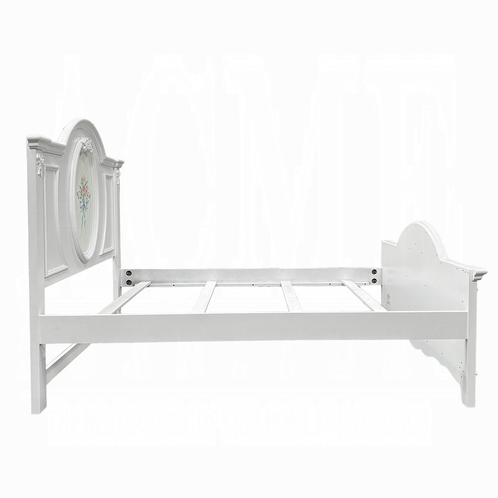 Celine Flora Twin Bed White Finish – Panel Headboard Youth Frame
