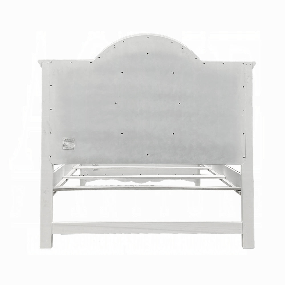 Celine Flora Twin Bed White Finish – Panel Headboard Youth Frame
