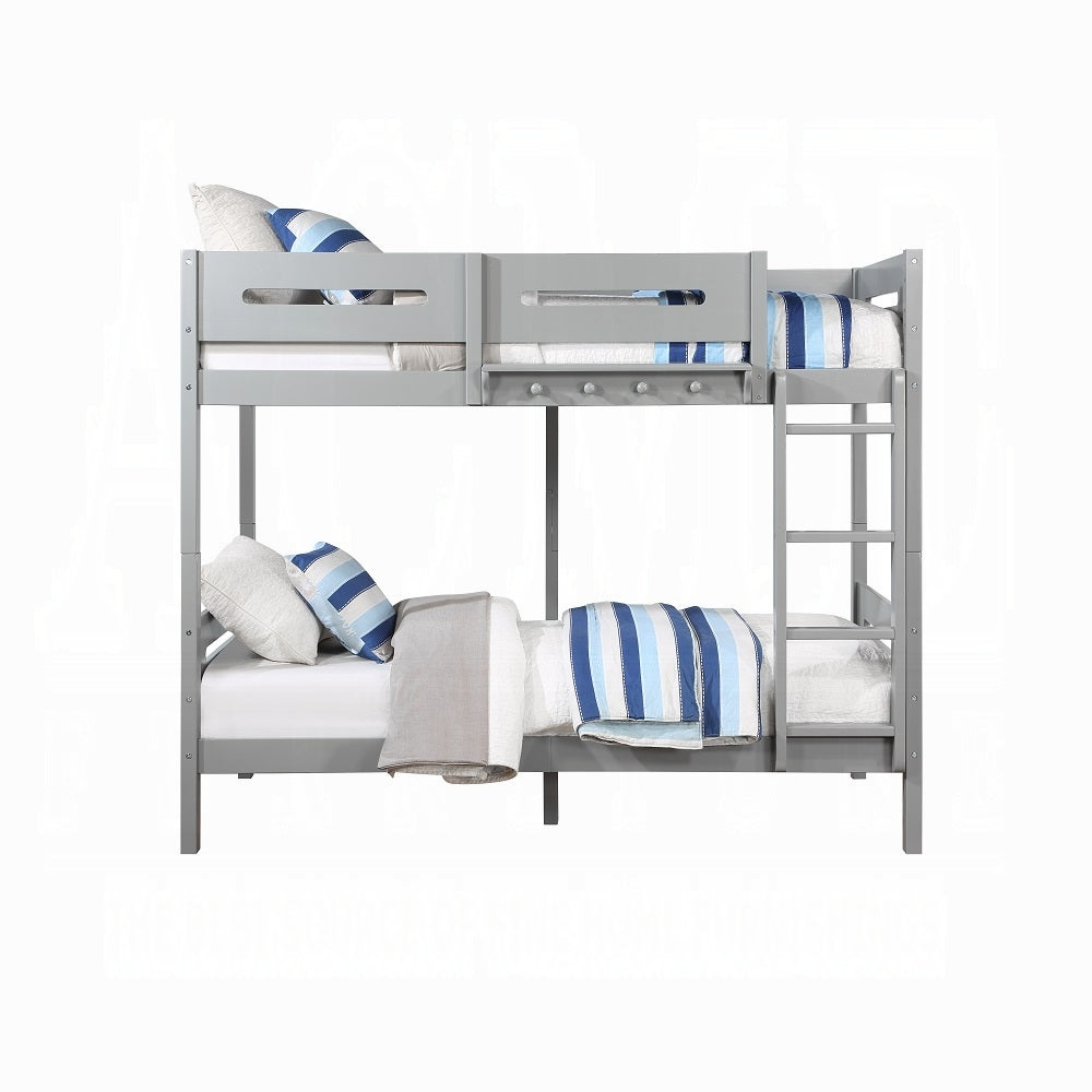 Zenobia Edah Collection Twin Bunk Bed Gray Wood – Compact Modern Style