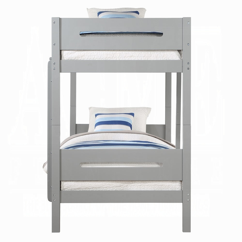 Zenobia Edah Collection Twin Bunk Bed Gray Wood – Compact Modern Style