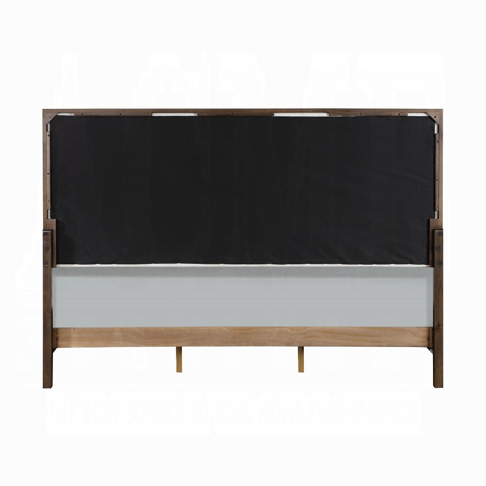 Boti Jonathan Carena Eastern King Upholstered Bed in Light Gray – Modern Walnut Frame & Headboard