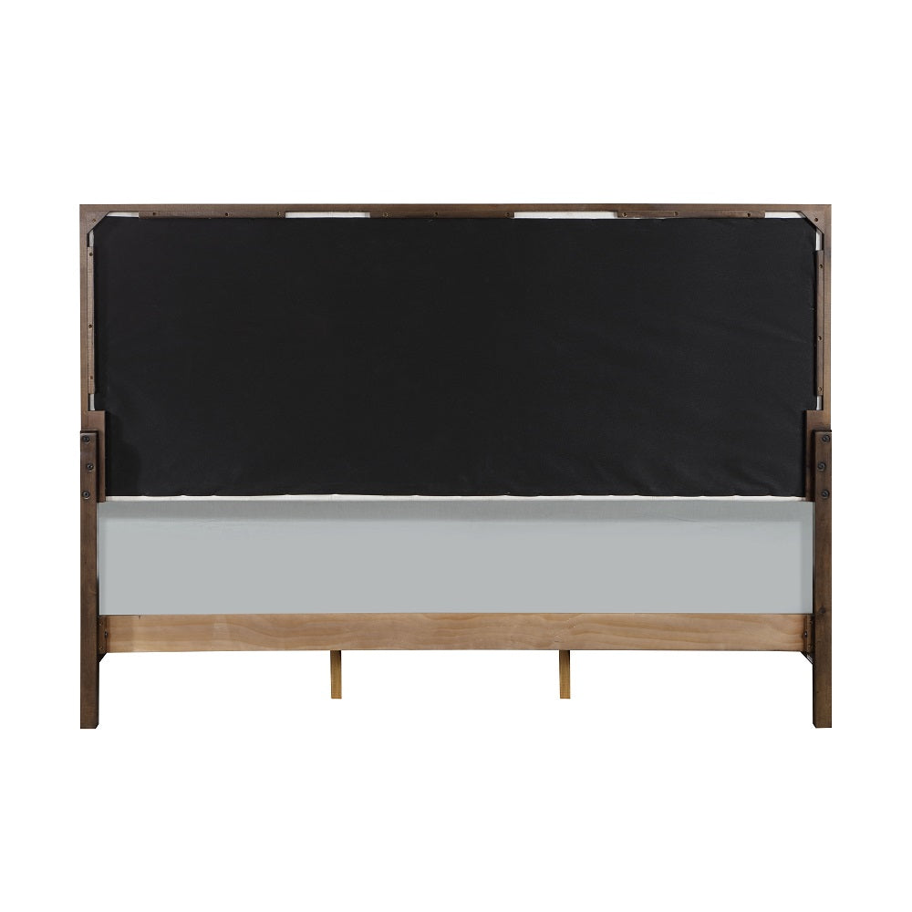 Boti Jonathan Carena Eastern King Upholstered Bed in Light Gray – Modern Walnut Frame & Headboard