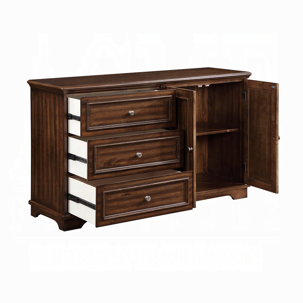 Sidu Franklin Queen Bedroom Set Brushed Walnut – 4pc Wood Bed, Dresser & Mirror