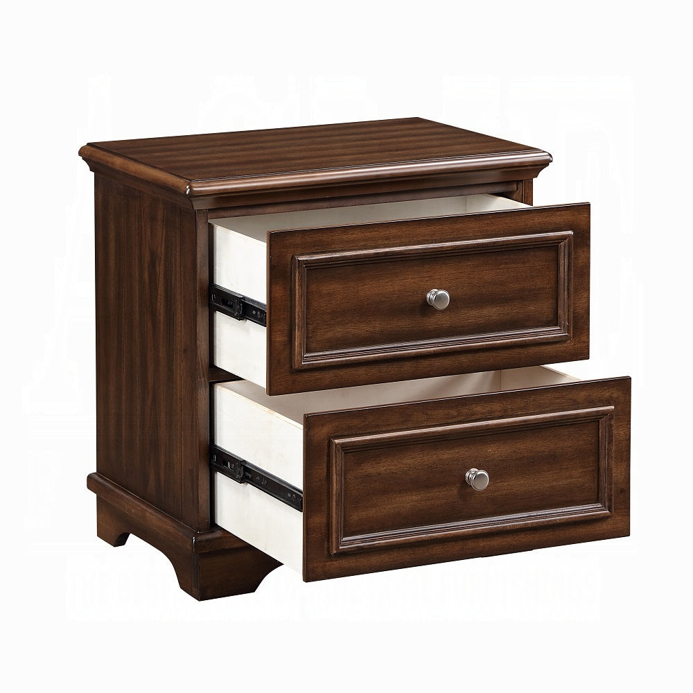 Everett Franklin Full Brushed Walnut Wood 4-Piece Bedroom Set – Classic Style Complete Furniture Collection
