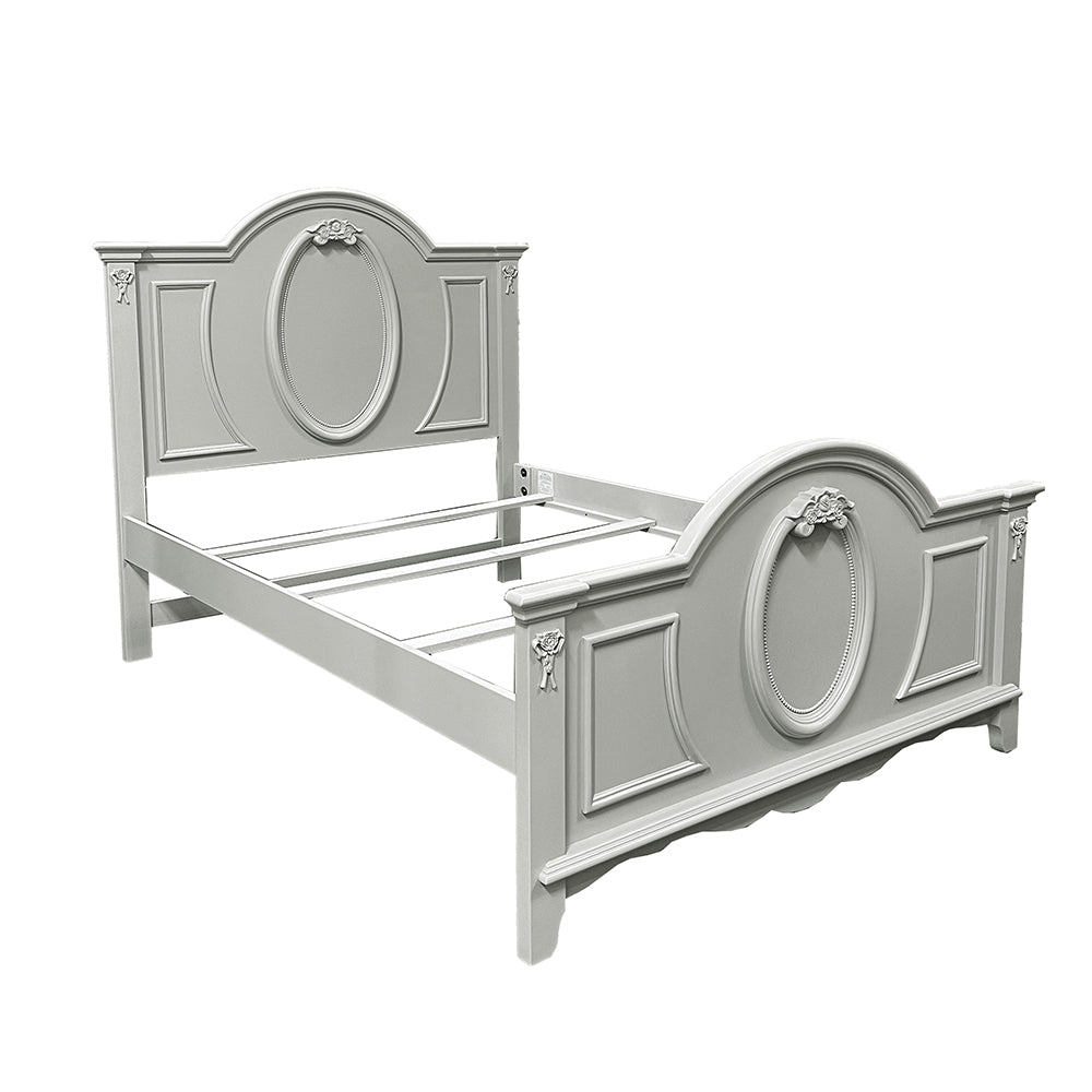 Brock Flora Collection Full Size Gray Wood Bed – Contemporary Style Panel Headboard
