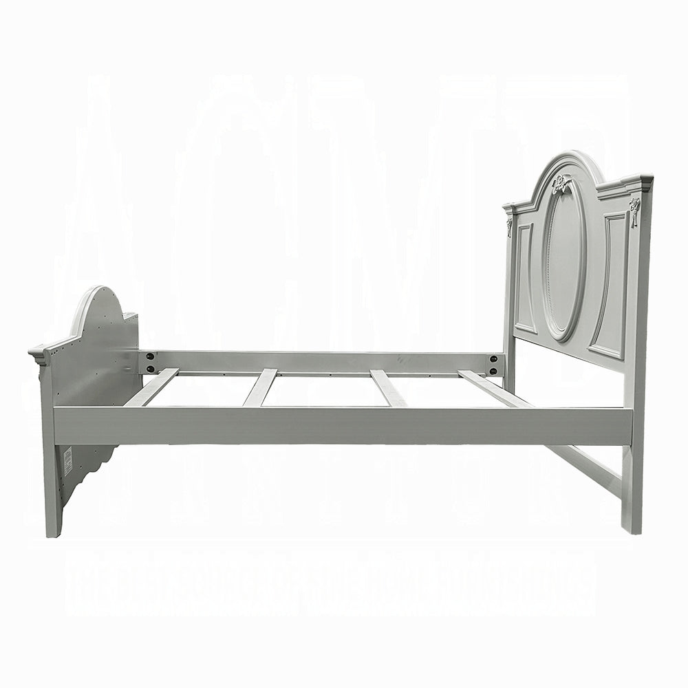 Brock Flora Collection Full Size Gray Wood Bed – Contemporary Style Panel Headboard