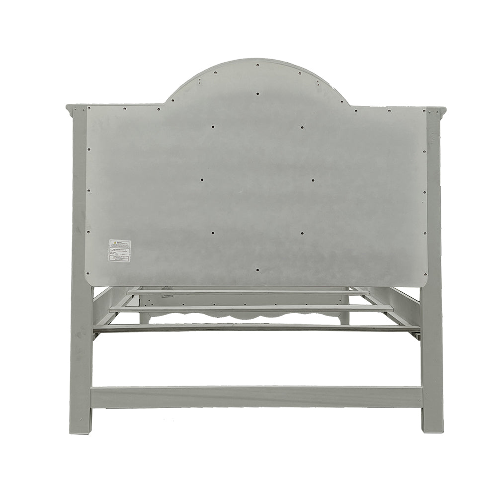 Brock Flora Collection Full Size Gray Wood Bed – Contemporary Style Panel Headboard