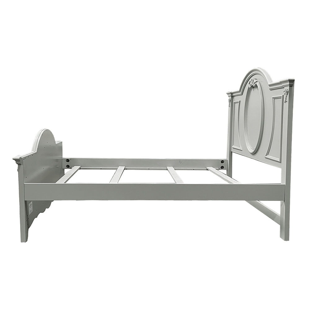 Sophie Flora Twin Size Gray Wood Bed – Traditional Style, Sturdy Build