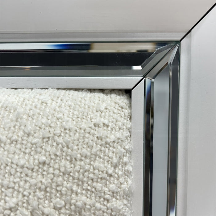 Tarian Eastern King Bed w/Storage & LED, White Boucle & Pearl White Finish