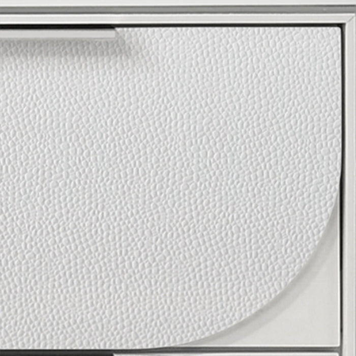 Tarian Eastern King Bed w/Storage & LED, White Boucle & Pearl White Finish