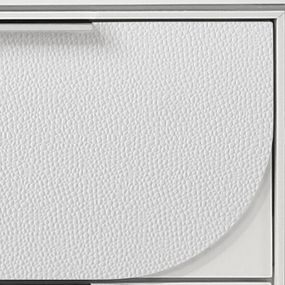 Tarian Queen Bed w/Storage & LED, White Boucle & Pearl White Finish