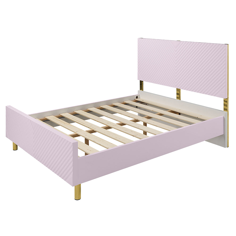 Gaines Full Bed, Pink High Gloss Finish