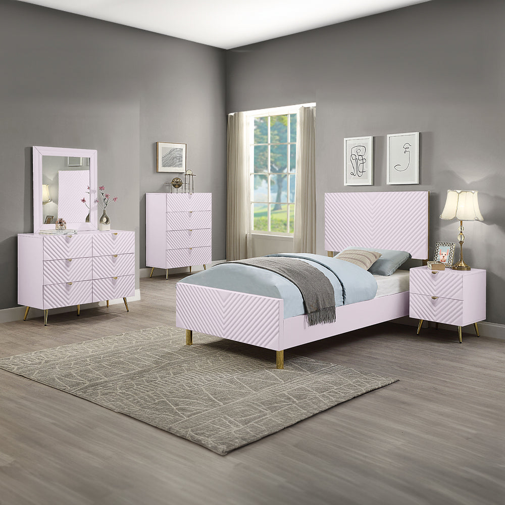 Gaines Full Bed, Pink High Gloss Finish