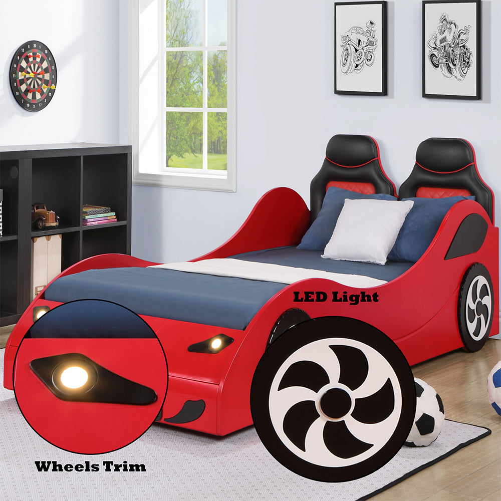 Colen Car Bed (Twin), Red Finish