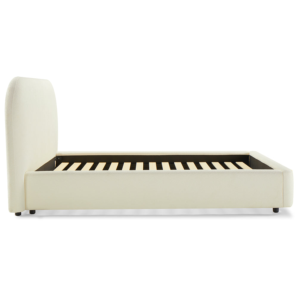 Darlene Arden Collection Eastern King Bed Beige Fabric – Upholstered Platform Bed with Wood Slats
