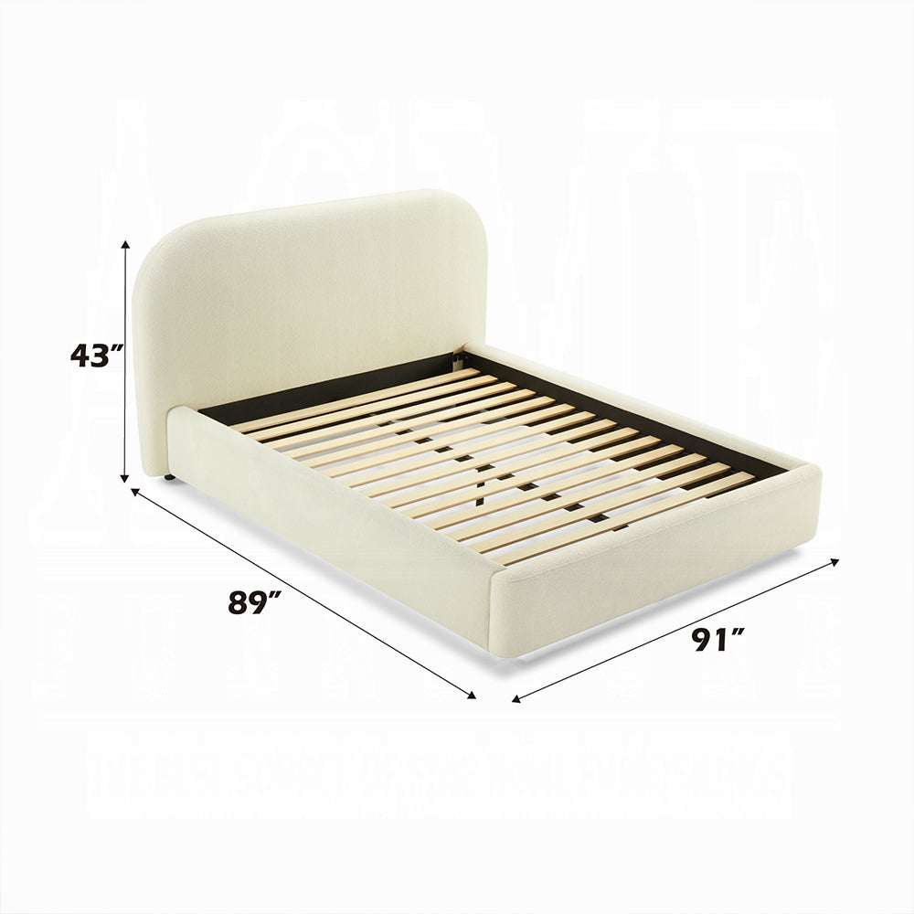 Darlene Arden Collection Eastern King Bed Beige Fabric – Upholstered Platform Bed with Wood Slats