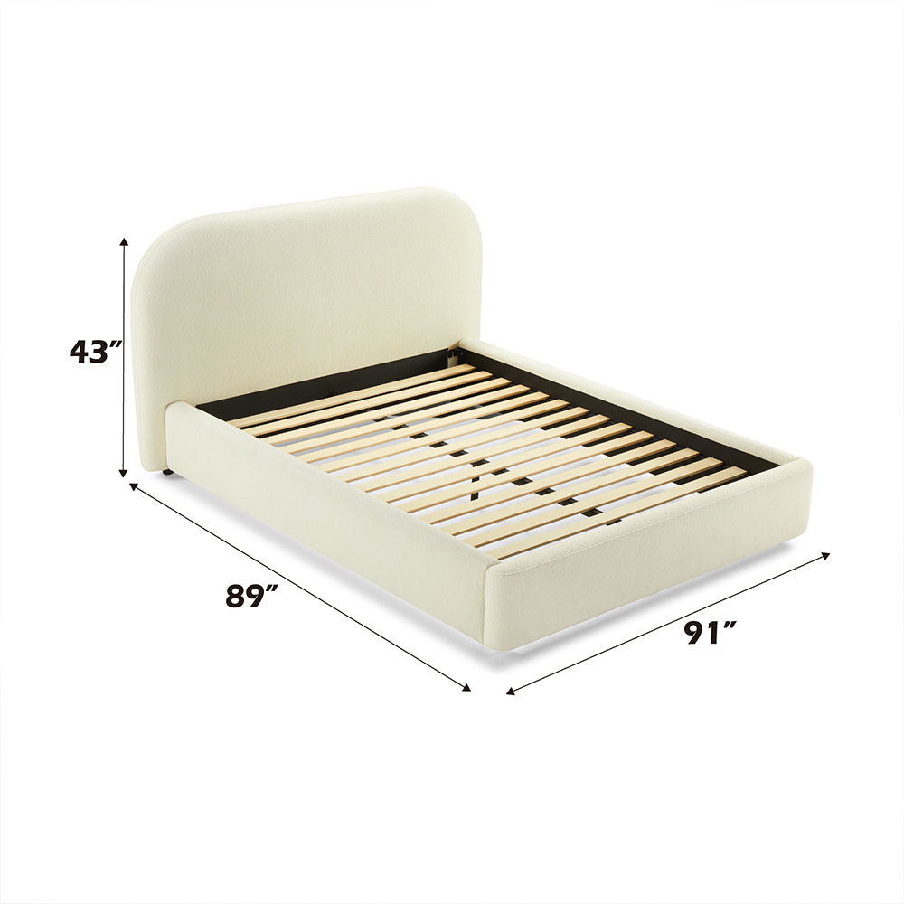 Darlene Arden Collection Eastern King Bed Beige Fabric – Upholstered Platform Bed with Wood Slats