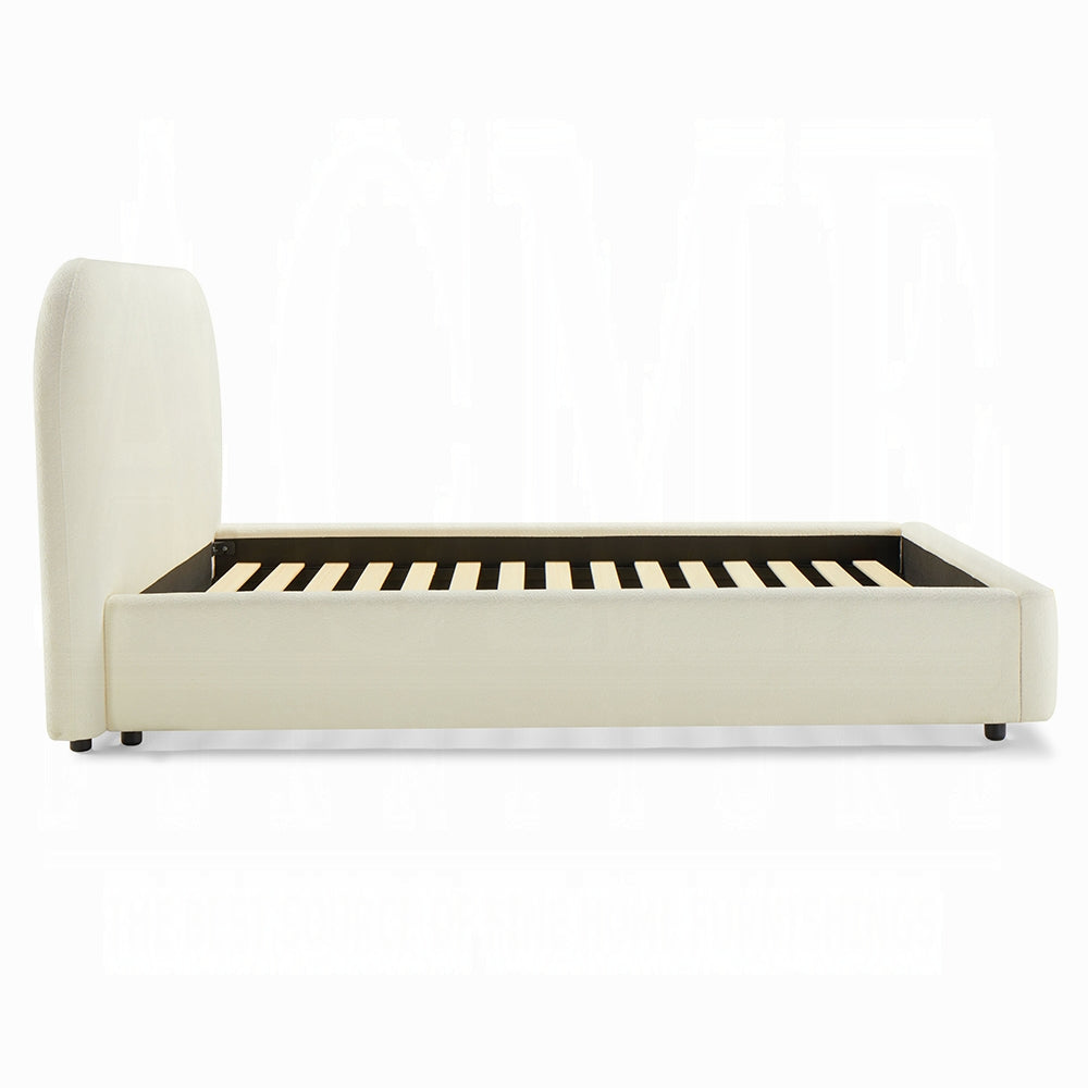 Alamo Full Bed Beige Fabric Platform Frame - Contemporary Upholstered Design with Wingback Headboard