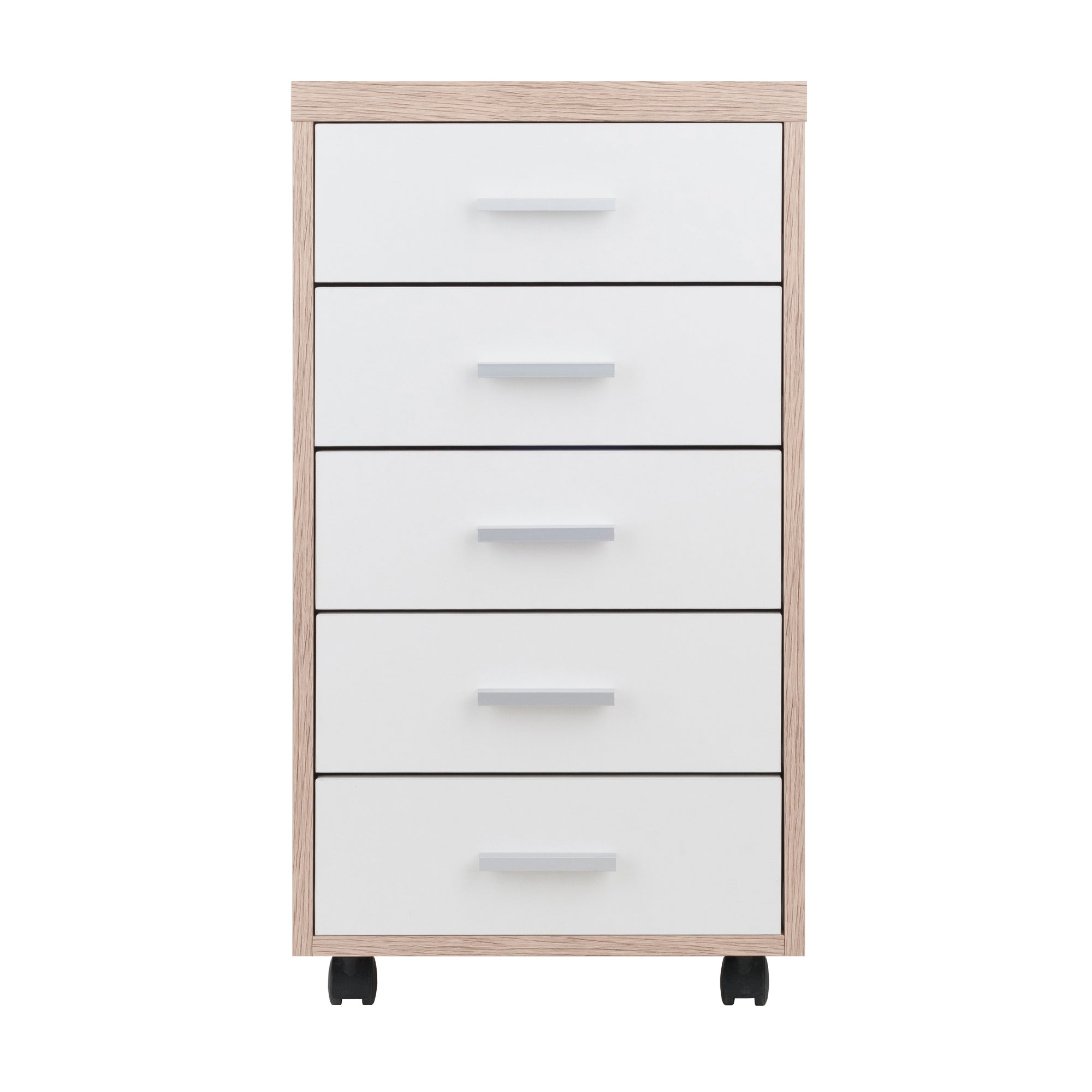Kenner 5-Drawer Cabinet, Reclaimed Wood and White