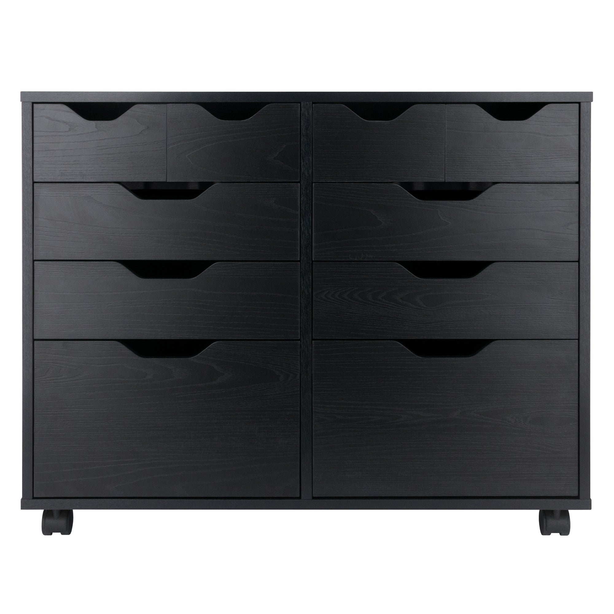 Halifax Bins & Drawers Multi-Storage Wide Mobile Cabinet,. Black