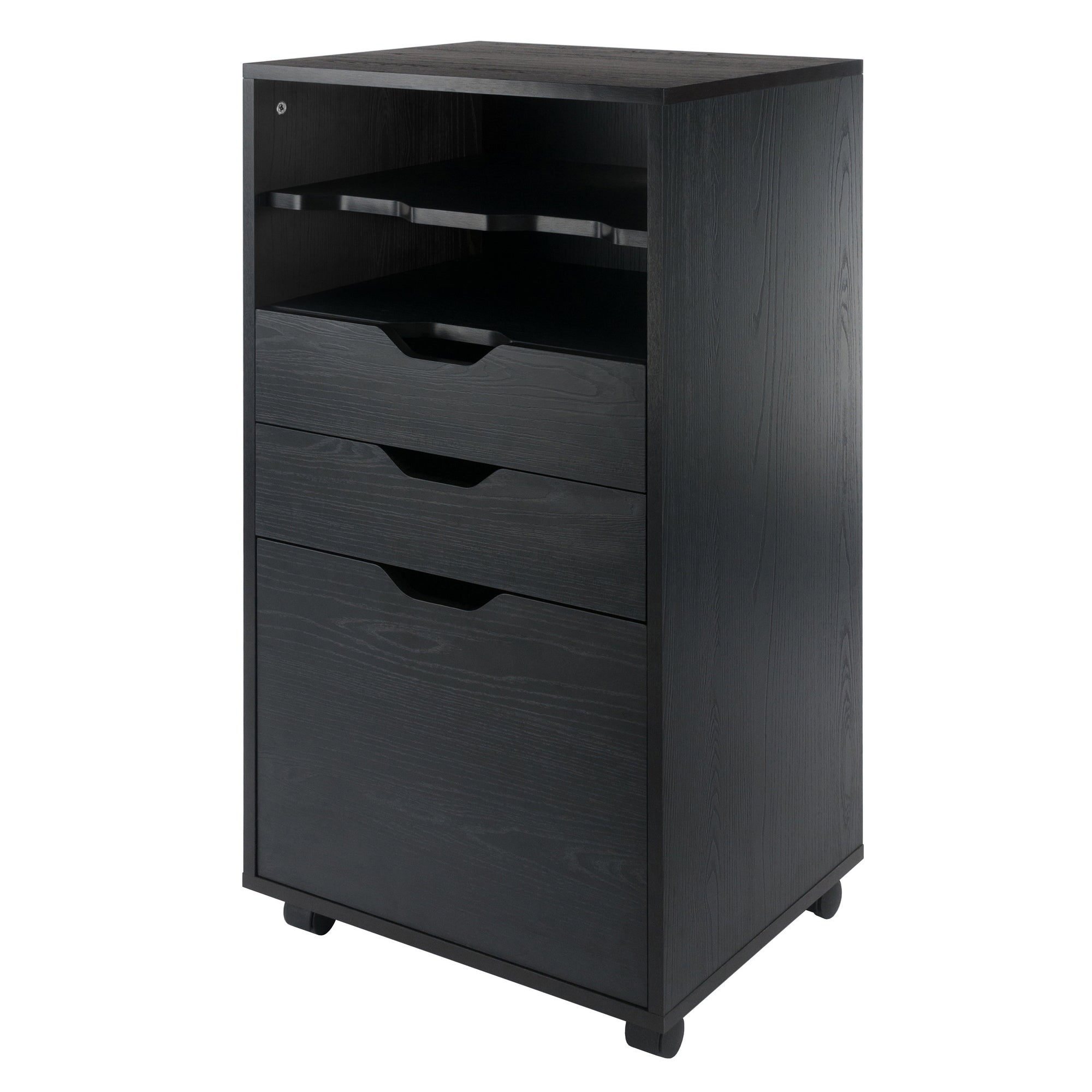 Halifax Bins & Drawers Multi-Storage Tall Mobile Cabinet, Black