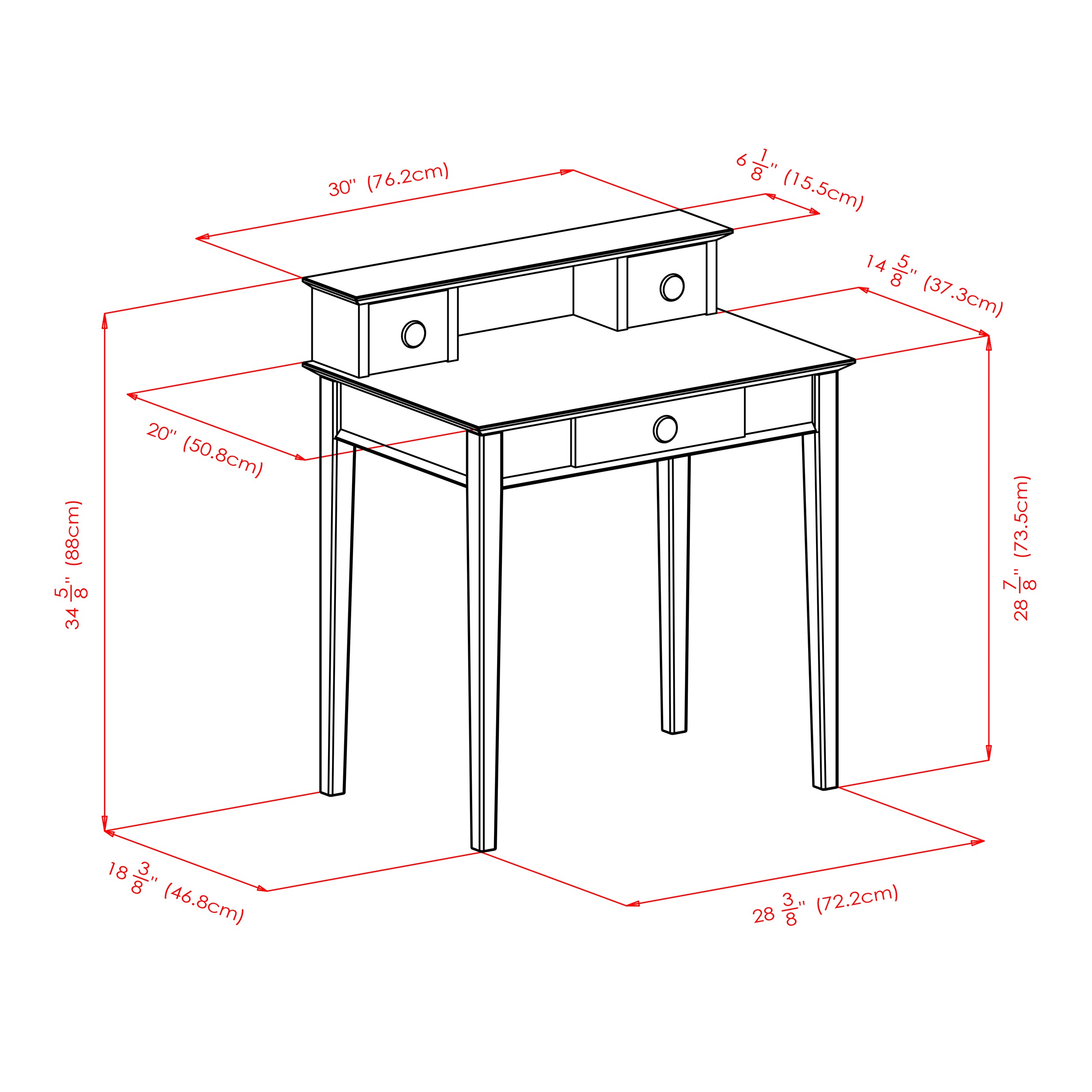Studio Home Office Desk and Hutch, Honey