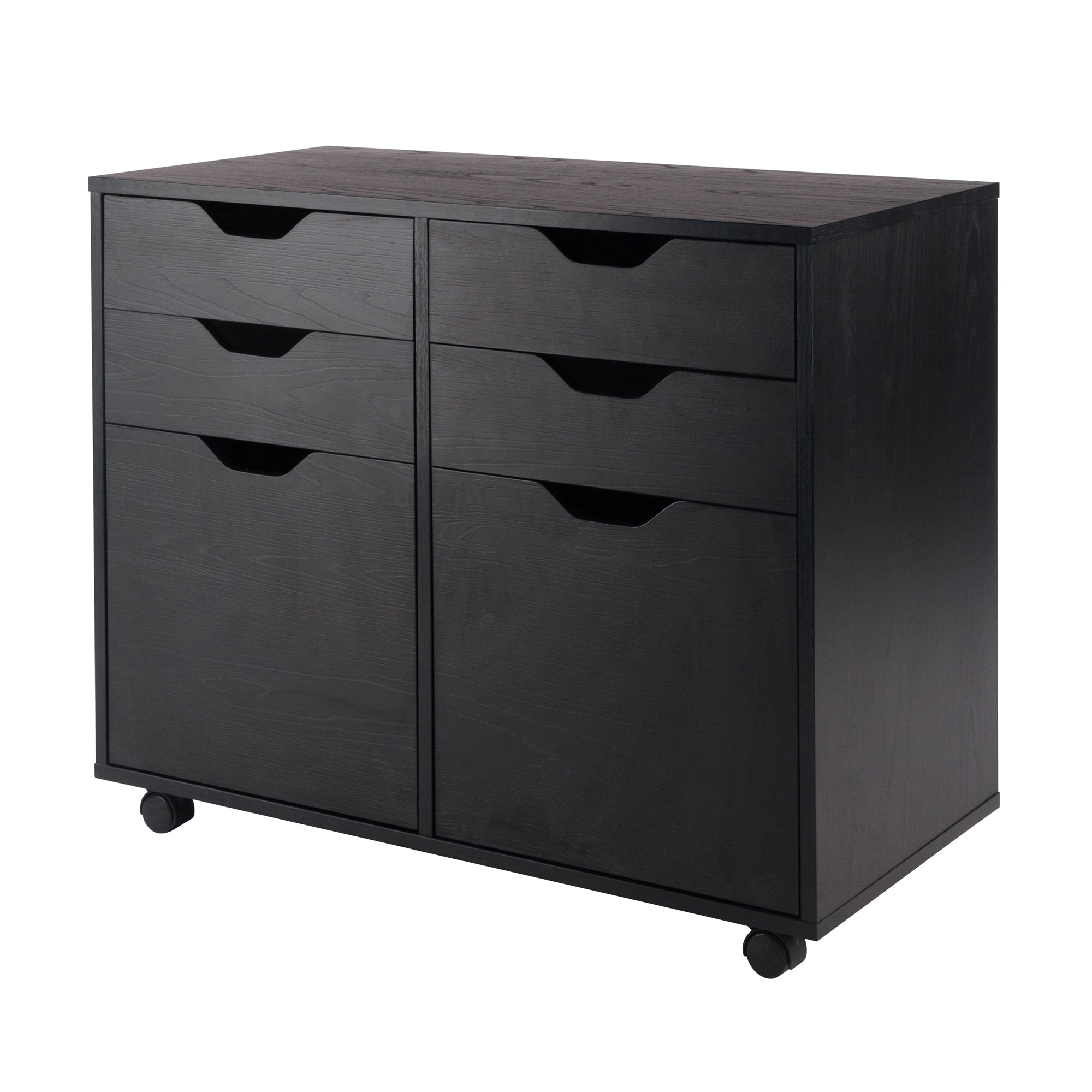 Halifax 2-Door, 4-Drawer Mobile Cabinet, Black
