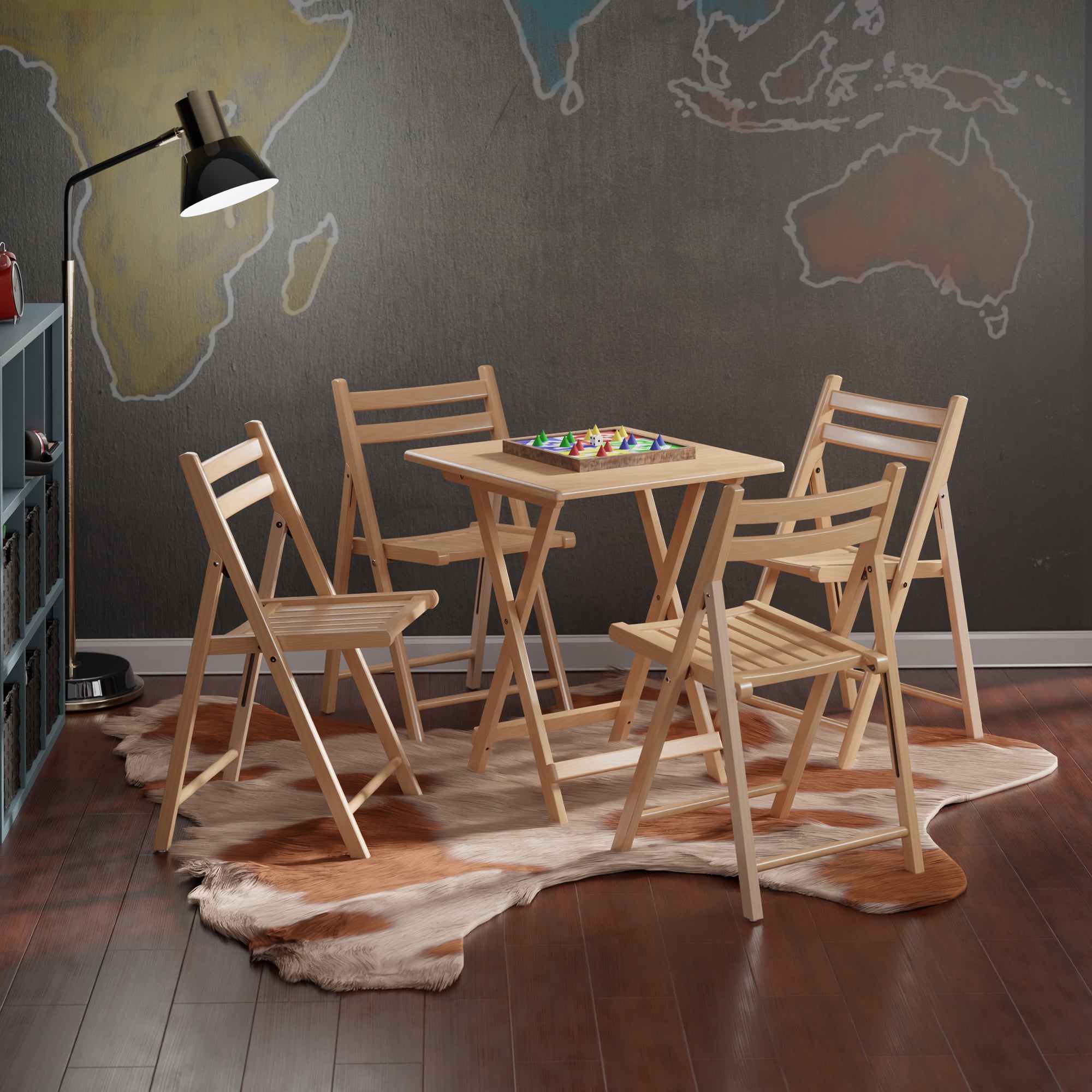Delaney 5-PC Set, Folding Table and Chairs, Natural